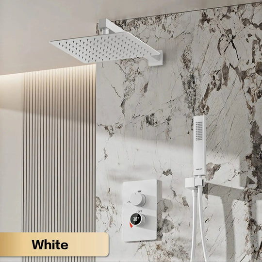 Thermostatic Shower System with LED, Rainfall & Anti - Scald Tech - Concealed Rain Shower SystemBathroomLux