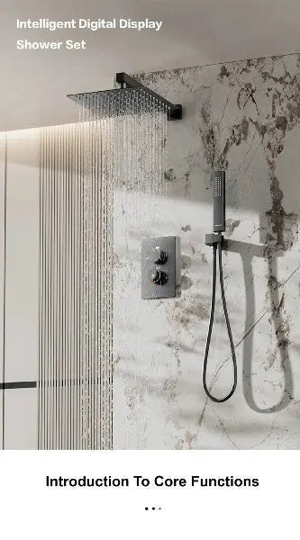 Thermostatic Shower System with LED, Rainfall & Anti - Scald Tech - Concealed Rain Shower SystemBathroomLux