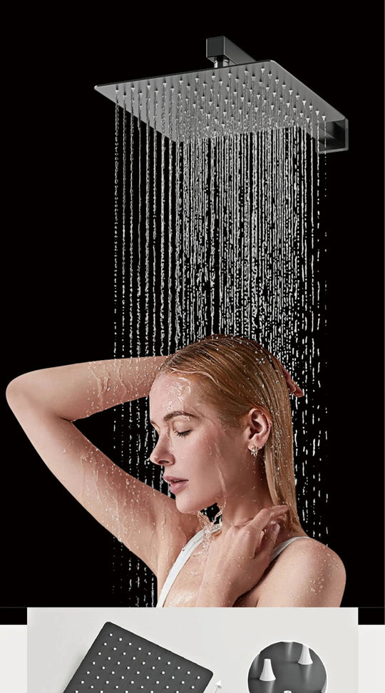 Thermostatic Shower System with LED, Rainfall & Anti - Scald Tech - Concealed Rain Shower SystemBathroomLux