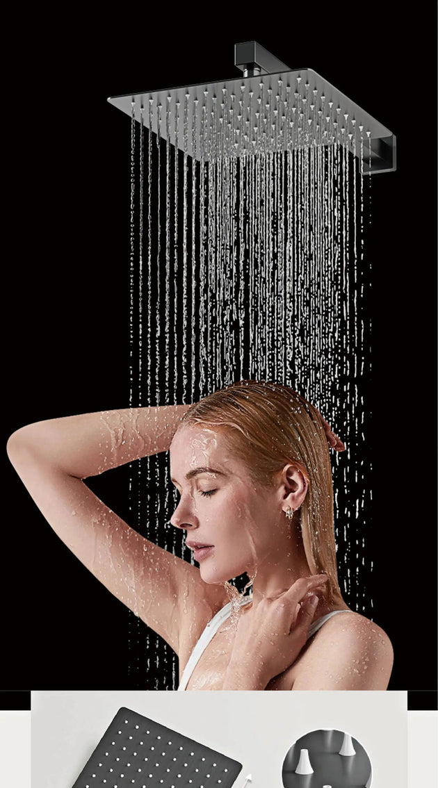 Thermostatic Shower System with LED, Rainfall & Anti - Scald Tech - Concealed Rain Shower SystemBathroomLux
