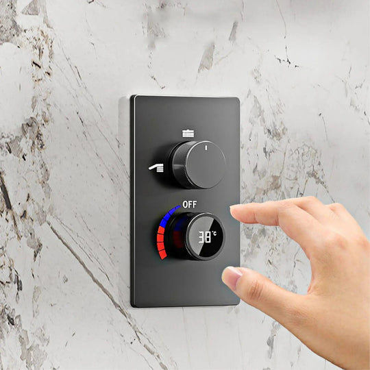 Thermostatic Shower System with LED, Rainfall & Anti - Scald Tech - Concealed Rain Shower SystemBathroomLux