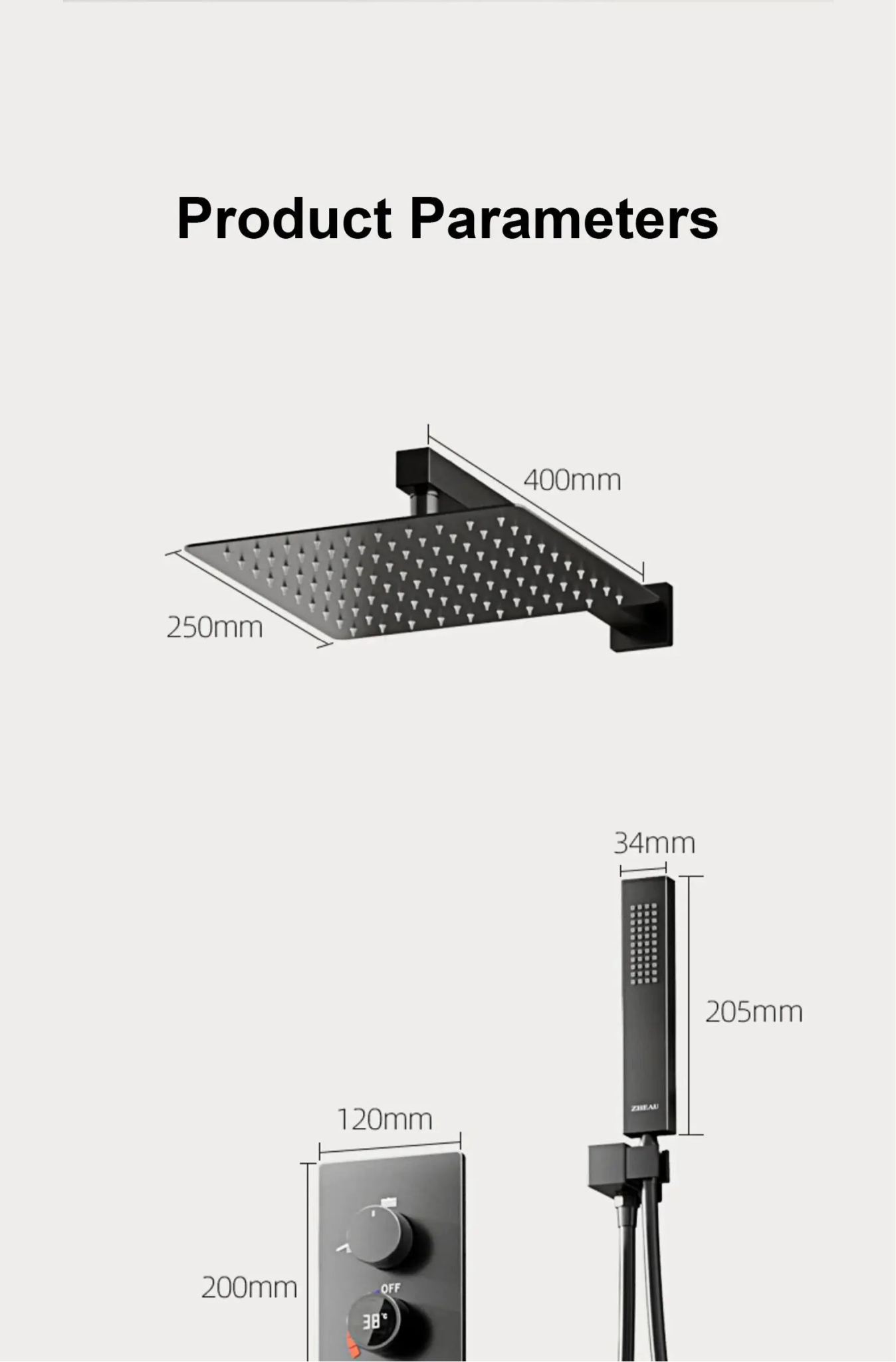 Thermostatic Shower System with LED, Rainfall & Anti - Scald Tech - Concealed Rain Shower SystemBathroomLux