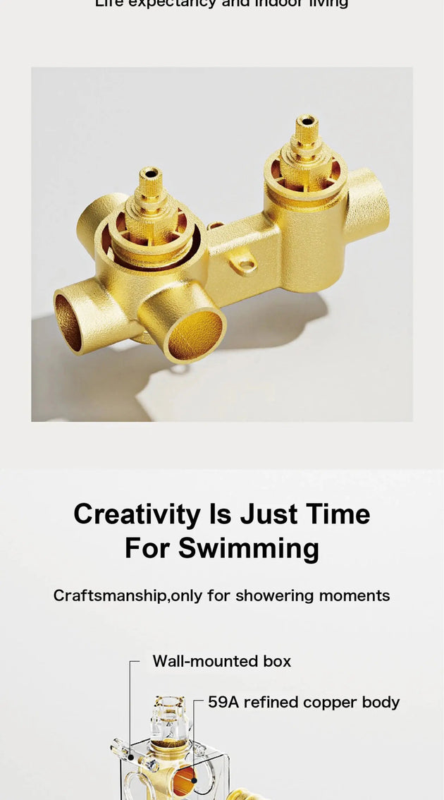 Thermostatic Shower System with LED, Rainfall & Anti - Scald Tech - Concealed Rain Shower SystemBathroomLux