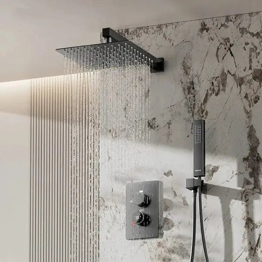 Thermostatic Shower System with LED, Rainfall & Anti - Scald Tech - Concealed Rain Shower SystemBathroomLux