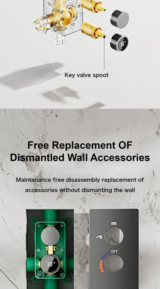 Thermostatic Shower System with LED, Rainfall & Anti - Scald Tech - Concealed Rain Shower SystemBathroomLux