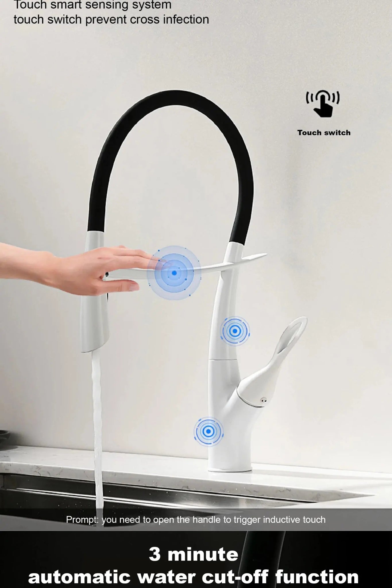 Touch Control Brass Kitchen Faucet Pull - Out Dual Control - Kitchen Faucet Touch Switch DesignBathroomLux