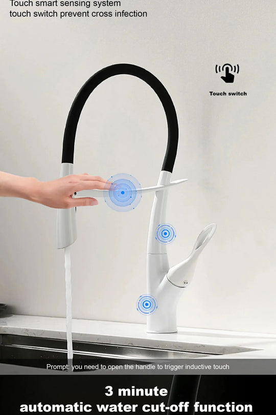 Touch Control Brass Kitchen Faucet Pull - Out Dual Control - Kitchen Faucet Touch Switch DesignBathroomLux