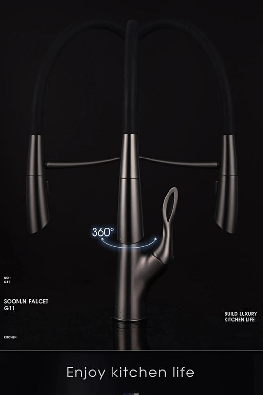 Touch Control Brass Kitchen Faucet Pull - Out Dual Control - Kitchen Faucet Touch Switch DesignBathroomLux