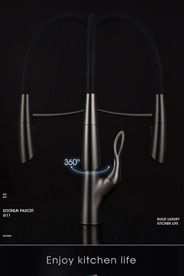 Touch Control Brass Kitchen Faucet Pull - Out Dual Control - Kitchen Faucet Touch Switch DesignBathroomLux