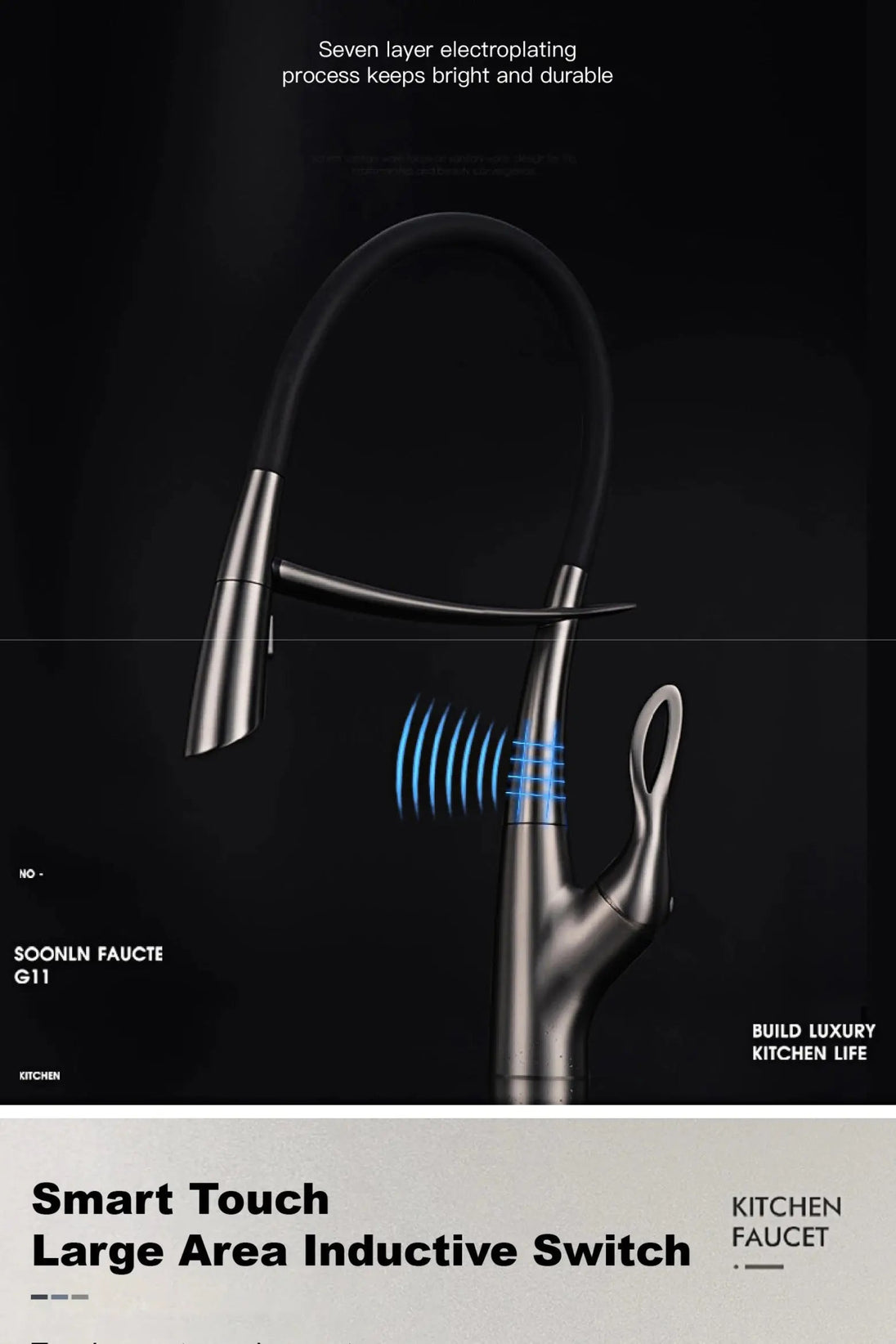 Touch Control Brass Kitchen Faucet Pull - Out Dual Control - Kitchen Faucet Touch Switch DesignBathroomLux