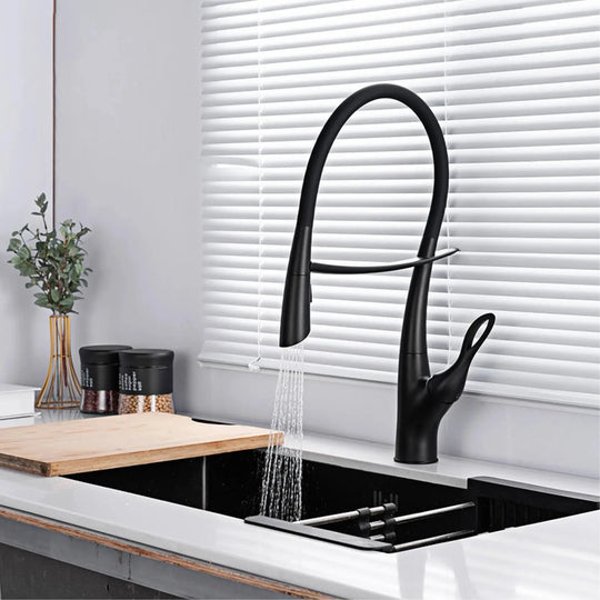 Touch Control Brass Kitchen Faucet Pull - Out Dual Control - Kitchen Faucet Touch Switch DesignBathroomLux