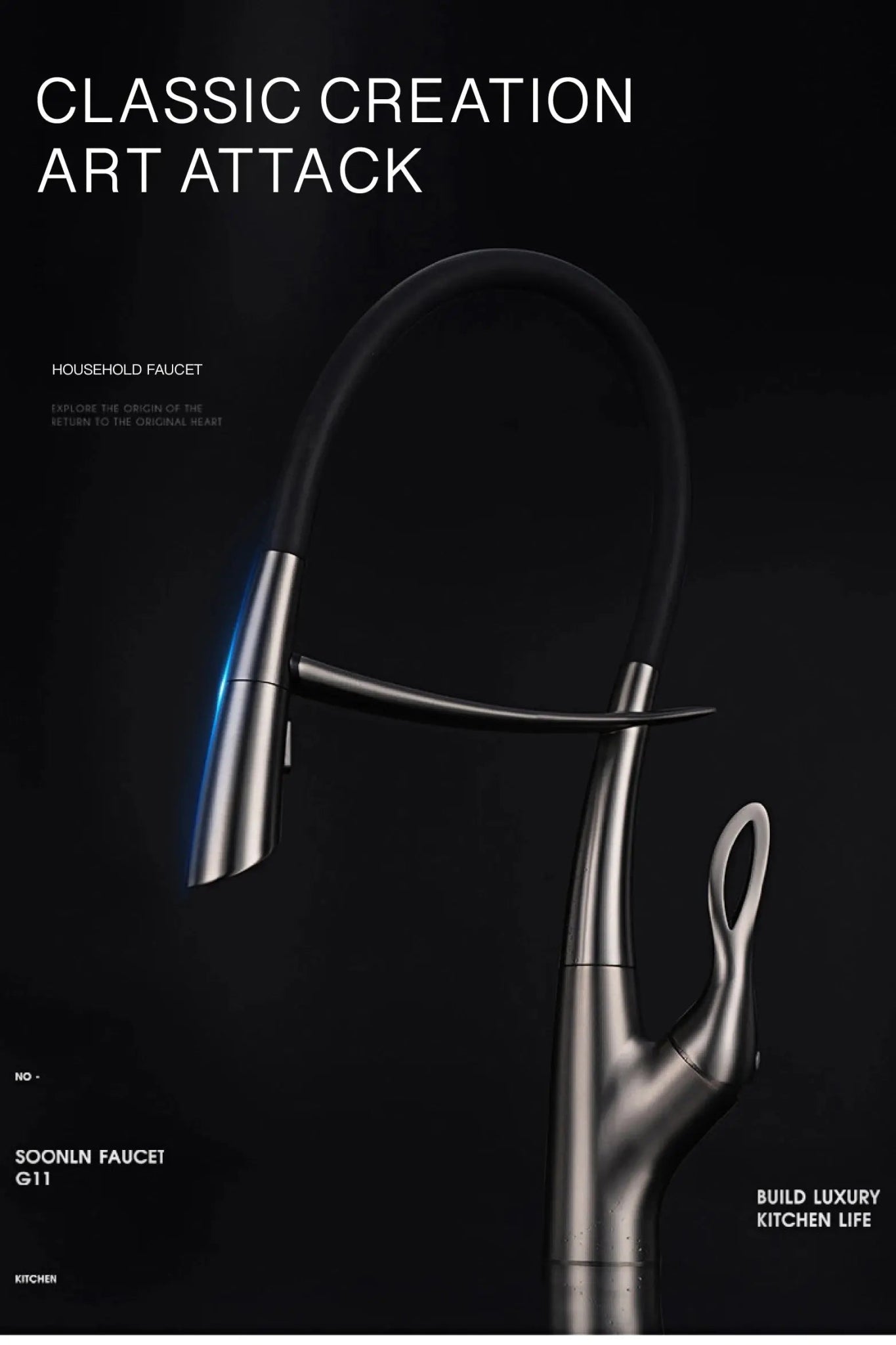 Touch Control Brass Kitchen Faucet Pull - Out Dual Control - Kitchen Faucet Touch Switch DesignBathroomLux