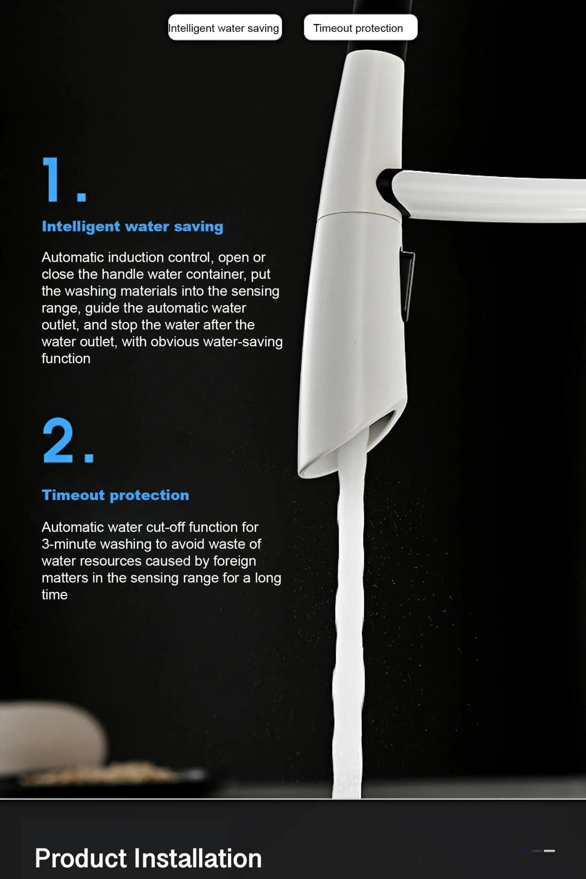 Touch Control Tap Touch Control Brass Kitchen Faucet Pull-Out Dual Control - BathroomLux