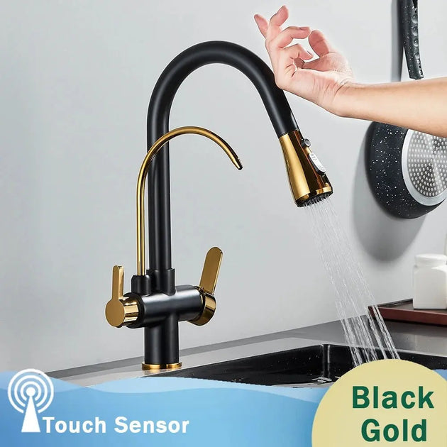 Touch Sensor Filter Water Kitchen Faucet with Pull - Out Spray - Kitcen faucetBathroomLux
