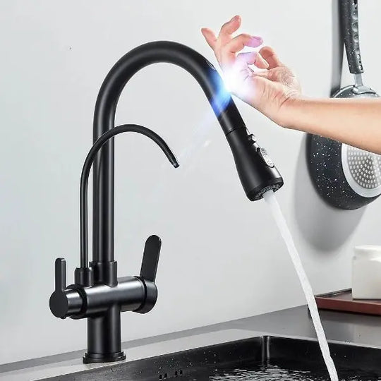 Touch Sensor Filter Water Kitchen Faucet with Pull - Out Spray - Kitcen faucetBathroomLux