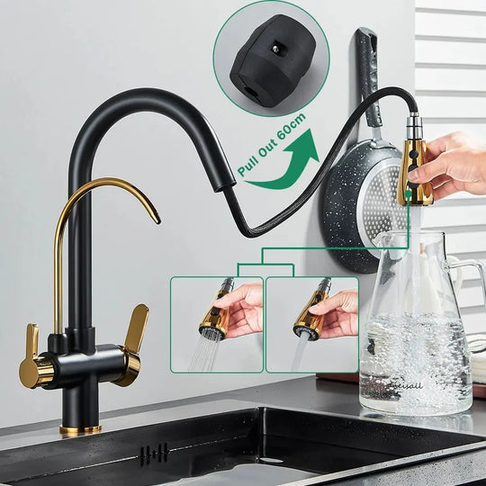 Touch Sensor Filter Water Kitchen Faucet with Pull - Out Spray - Kitcen faucetBathroomLux