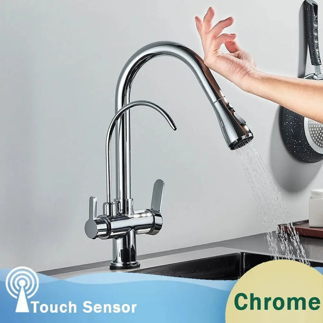 Touch Sensor Filter Water Kitchen Faucet with Pull - Out Spray - Kitcen faucetBathroomLux