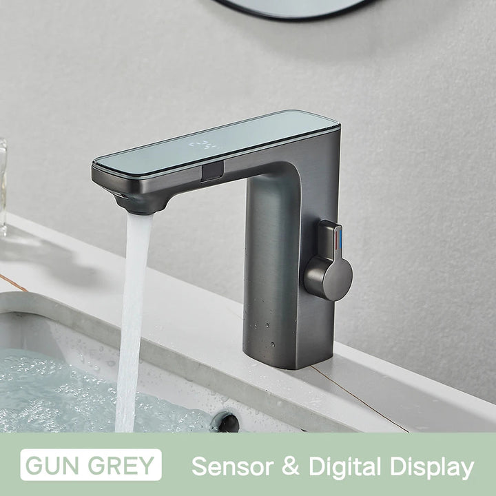 Touchless Sensor Bathroom Faucet with Smart Digital Display - BathroomLux