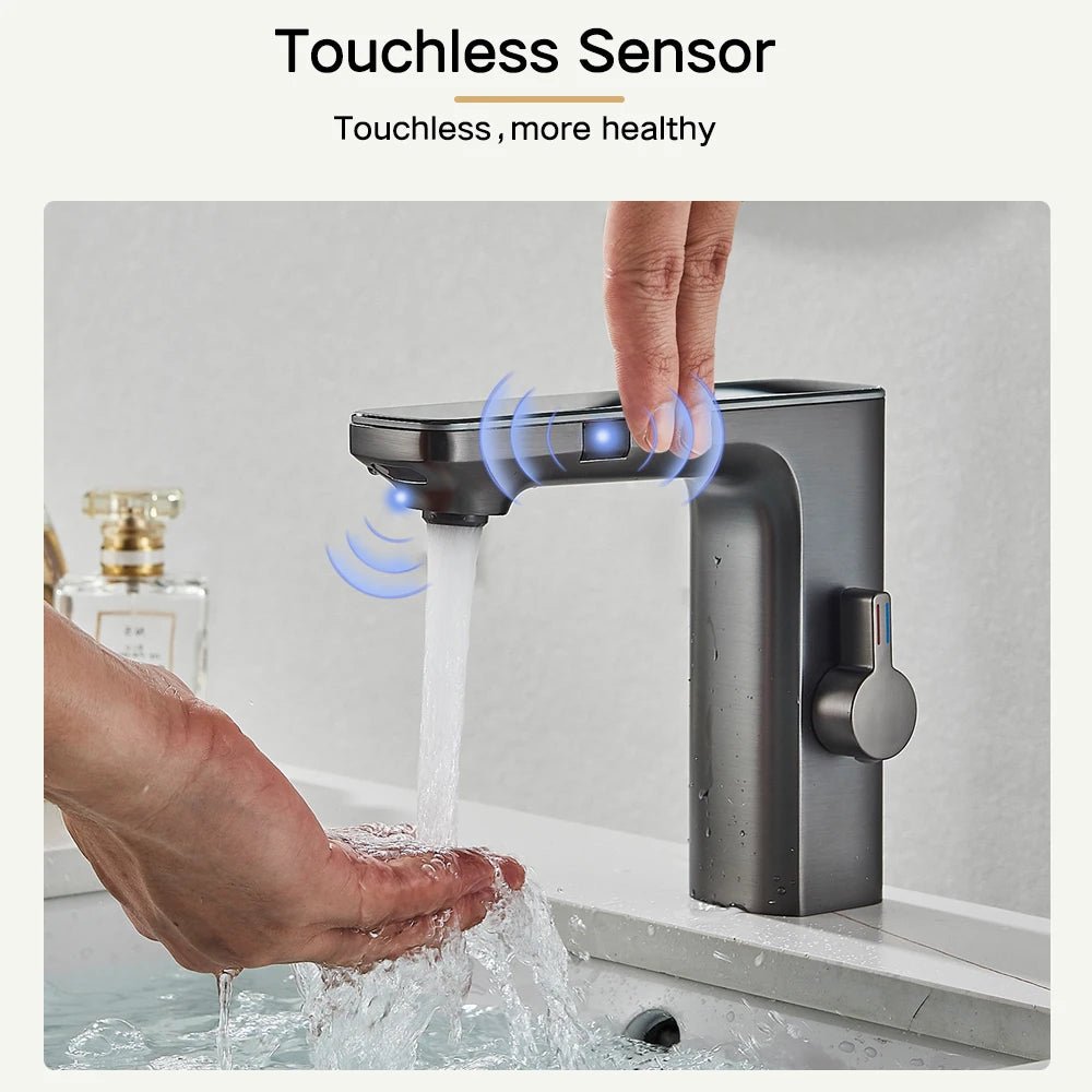 Touchless Sensor Bathroom Faucet with Smart Digital Display - BathroomLux