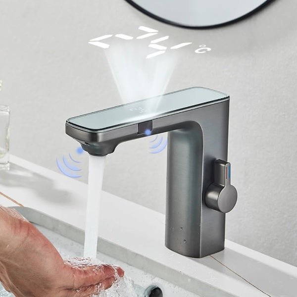 Touchless Sensor Bathroom Faucet with Smart Digital Display - BathroomLux