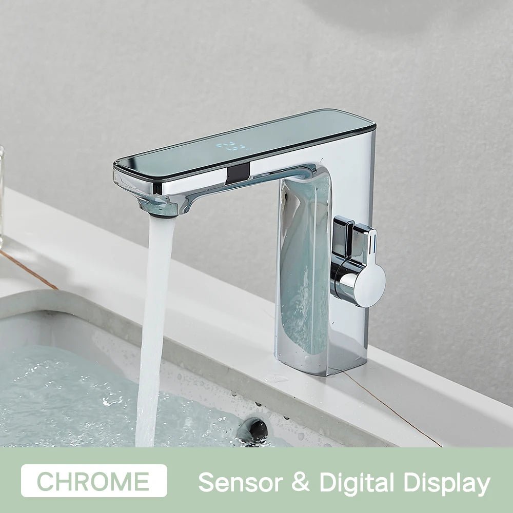 Touchless Sensor Bathroom Faucet with Smart Digital Display - BathroomLux