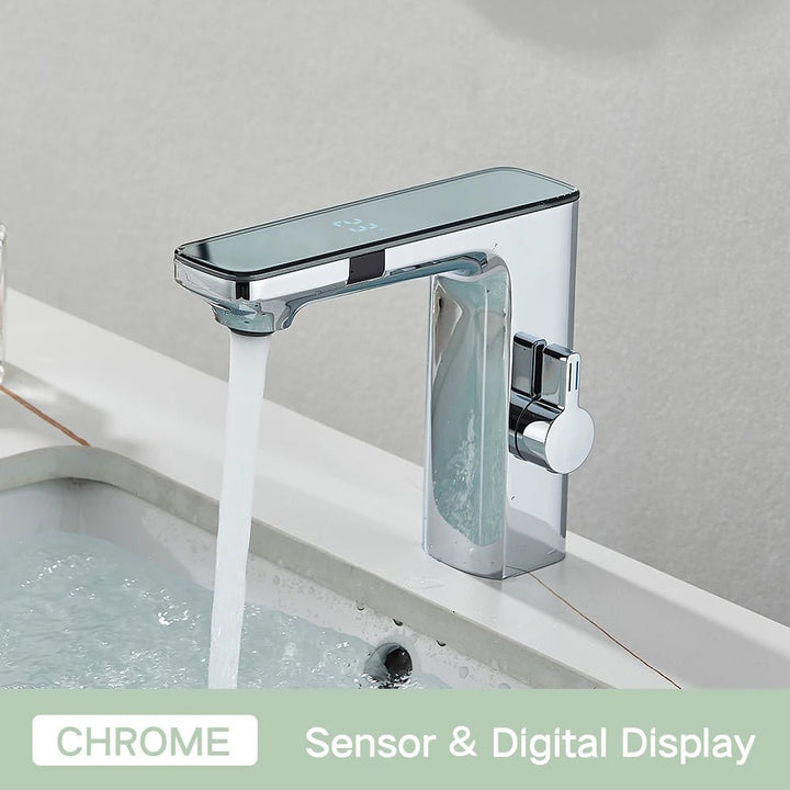 Touchless Sensor Bathroom Faucet with Smart Digital Display - BathroomLux