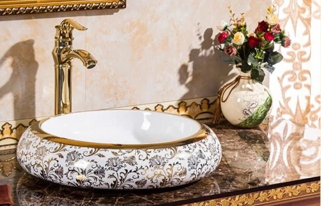 Unique Flower Art Bathroom Sink Embossed - BathroomLux