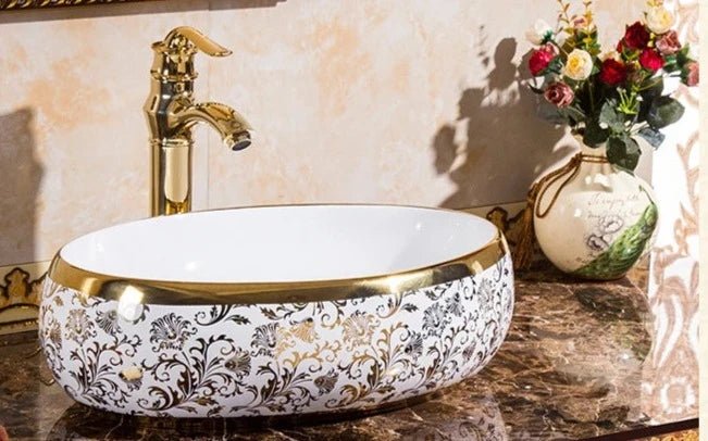 Unique Flower Art Bathroom Sink Embossed - BathroomLux