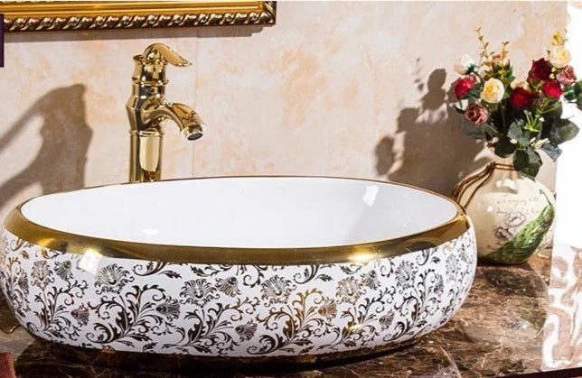 Unique Flower Art Bathroom Sink Embossed - BathroomLux