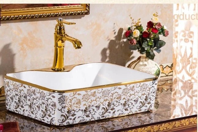 Unique Flower Art Bathroom Sink Embossed - BathroomLux