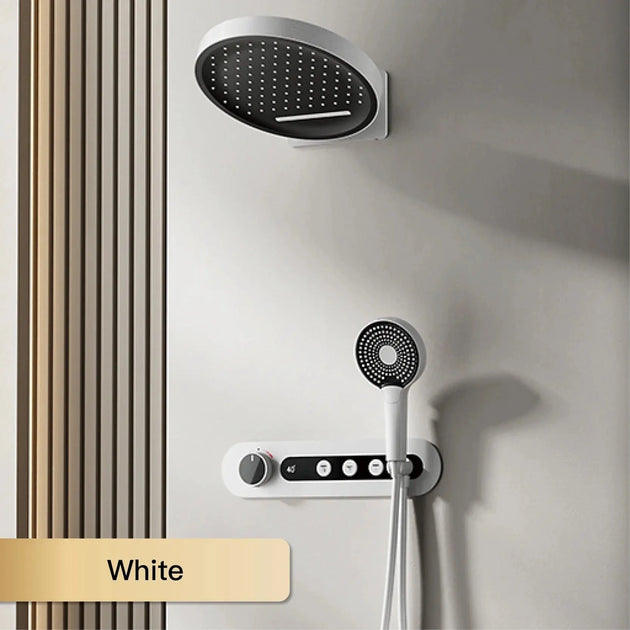 Luxury Gun Gray Digital Shower System – 4 Functions Dual Control Mixer Tap BathroomLux