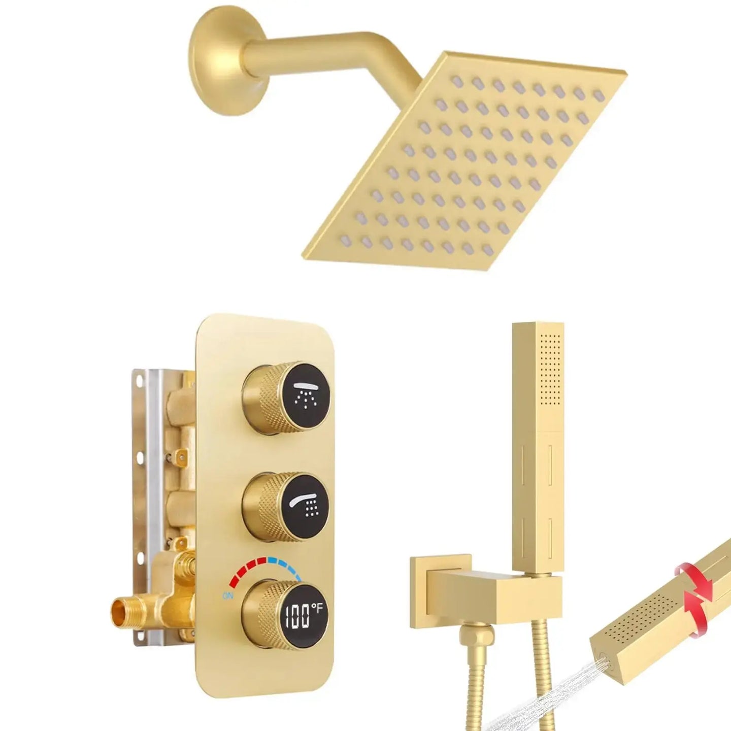 Modern Square Wall-Mounted Luxury Shower Set – Hot & Cold Mixer BathroomLux