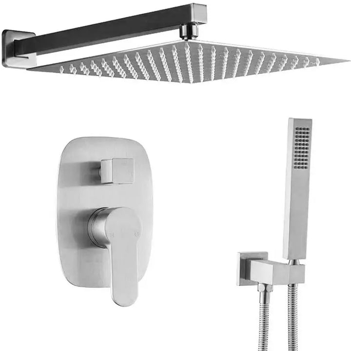 250mm Bathroom Brass Rainfall Shower System - Brushed Gold Ceiling & Wall Mount Mixer Set BathroomLux