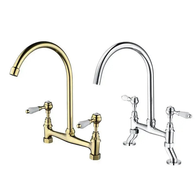 Vintage Kitchen Faucet with Side Spray – Classic Chrome Hot/Cold Mixer Tap - Vintage kitchen faucetBathroomLux