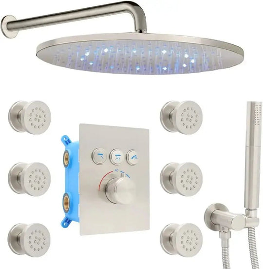 Wall - Mounted 3 - Way LED Rainfall Shower System – Modern Bathroom Shower Set - Rainfall Shower with DiverterBathroomLux
