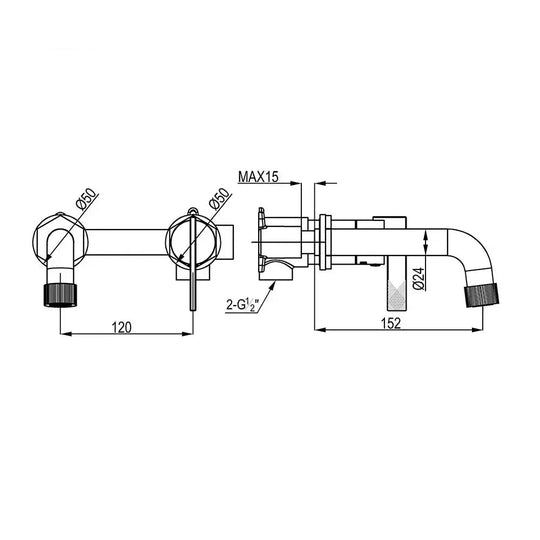 Wall Mounted Bathroom Faucet Black Brass Basin Mixer Tap - wall mounted bath tapsBathroomLux