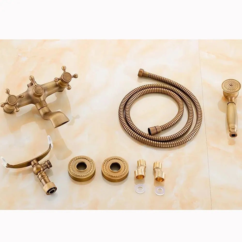Wall Mounted Dual Handle Shower Set Antique Shower Set - Antique Brass Basin Bathroom faucetBathroomLux
