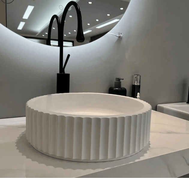 White Artificial Stone Washbasin – Sleek Solid Surface Basin for Contemporary Bathrooms - Artificial stone washbasinBathroomLux