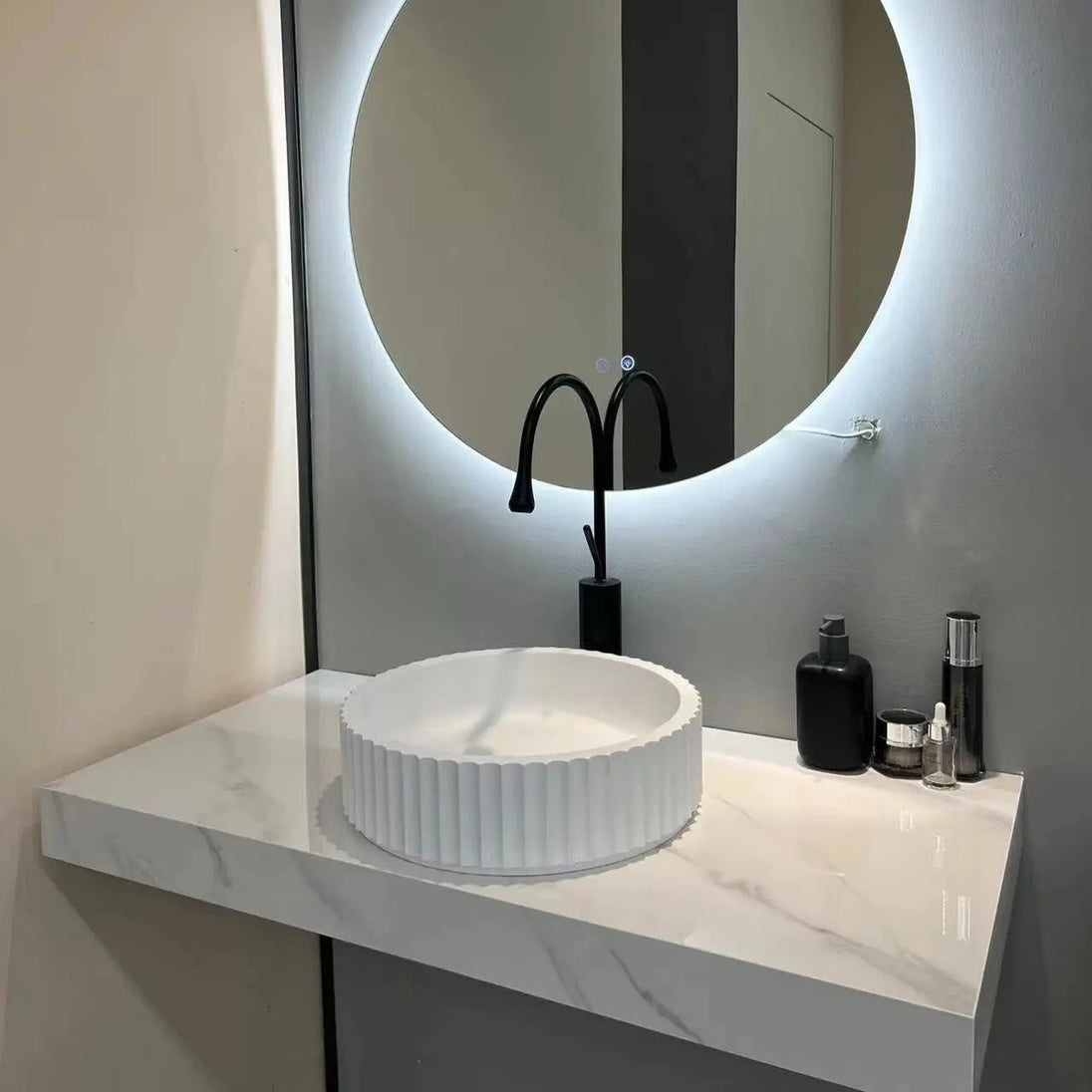 White Artificial Stone Washbasin – Sleek Solid Surface Basin for Contemporary Bathrooms - Artificial stone washbasinBathroomLux