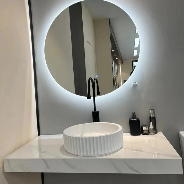 White Artificial Stone Washbasin – Sleek Solid Surface Basin for Contemporary Bathrooms - Artificial stone washbasinBathroomLux