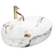White Marble Effect Ceramic Basin – Stylish Bathroom Countertop Sink - bathroom ceramic washbasinBathroomLux
